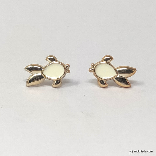 Anokhi Ada White Small Turtle Plastic Stud Earrings for Girls (AR-22q)