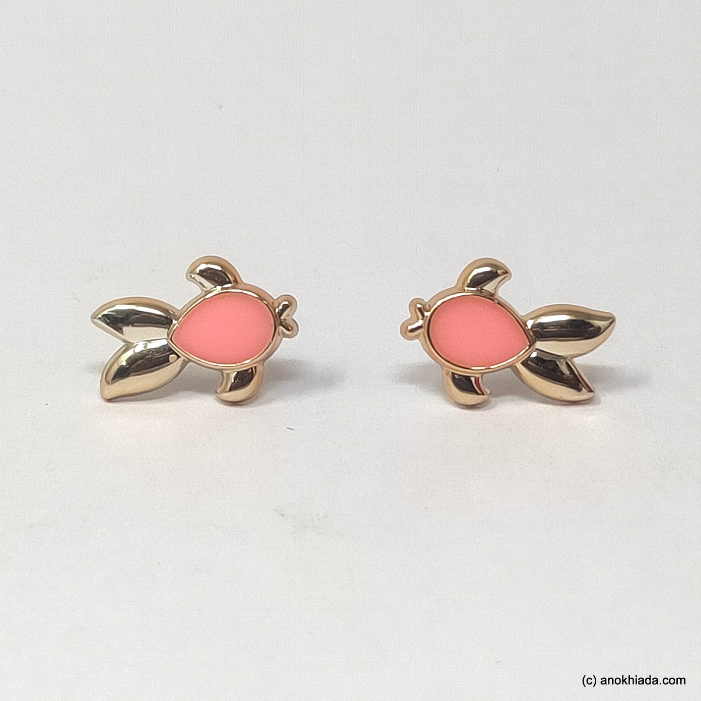 Anokhi Ada Pink Small Turtle Plastic Stud Earrings for Girls (AR-22r)