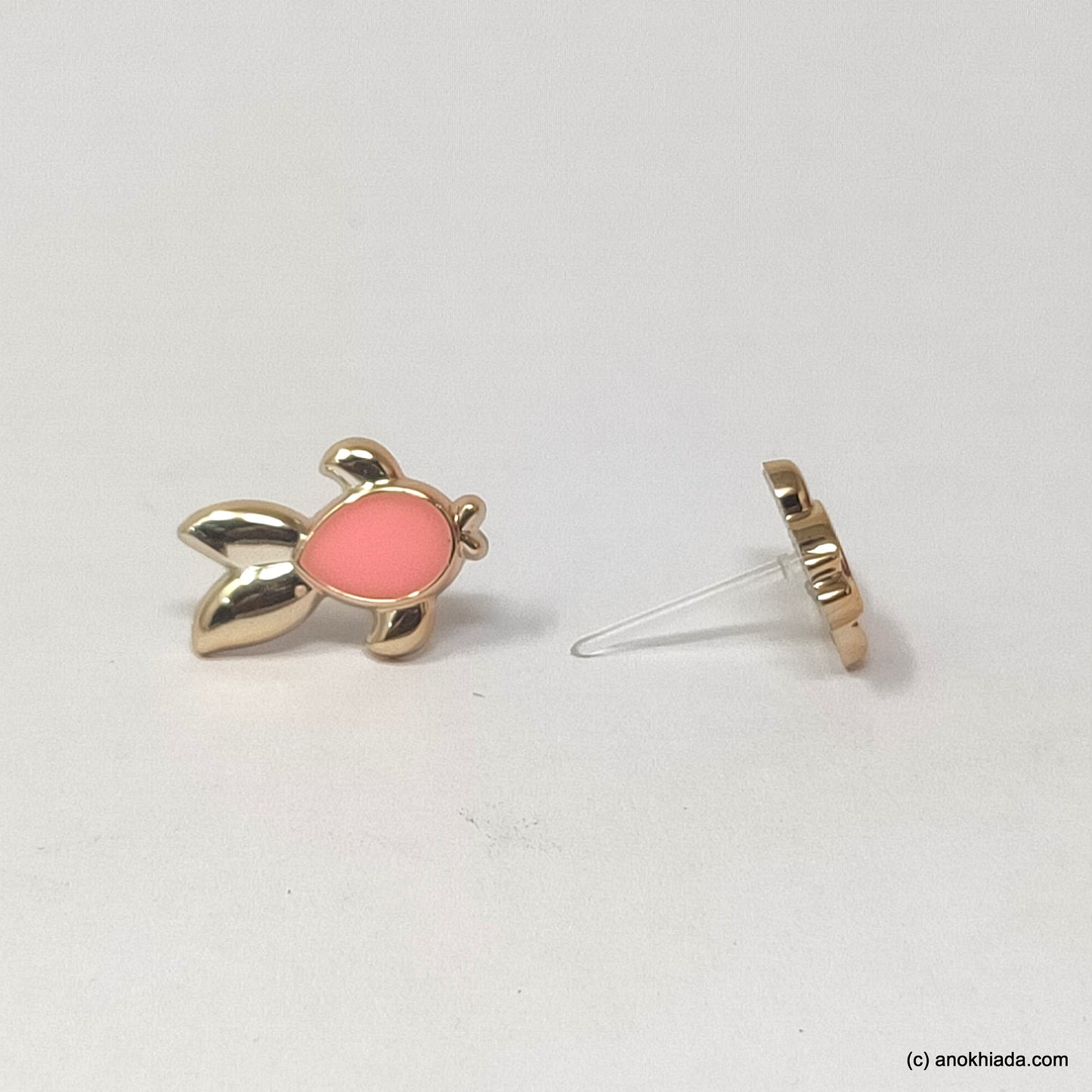 Anokhi Ada Pink Small Turtle Plastic Stud Earrings for Girls (AR-22r)