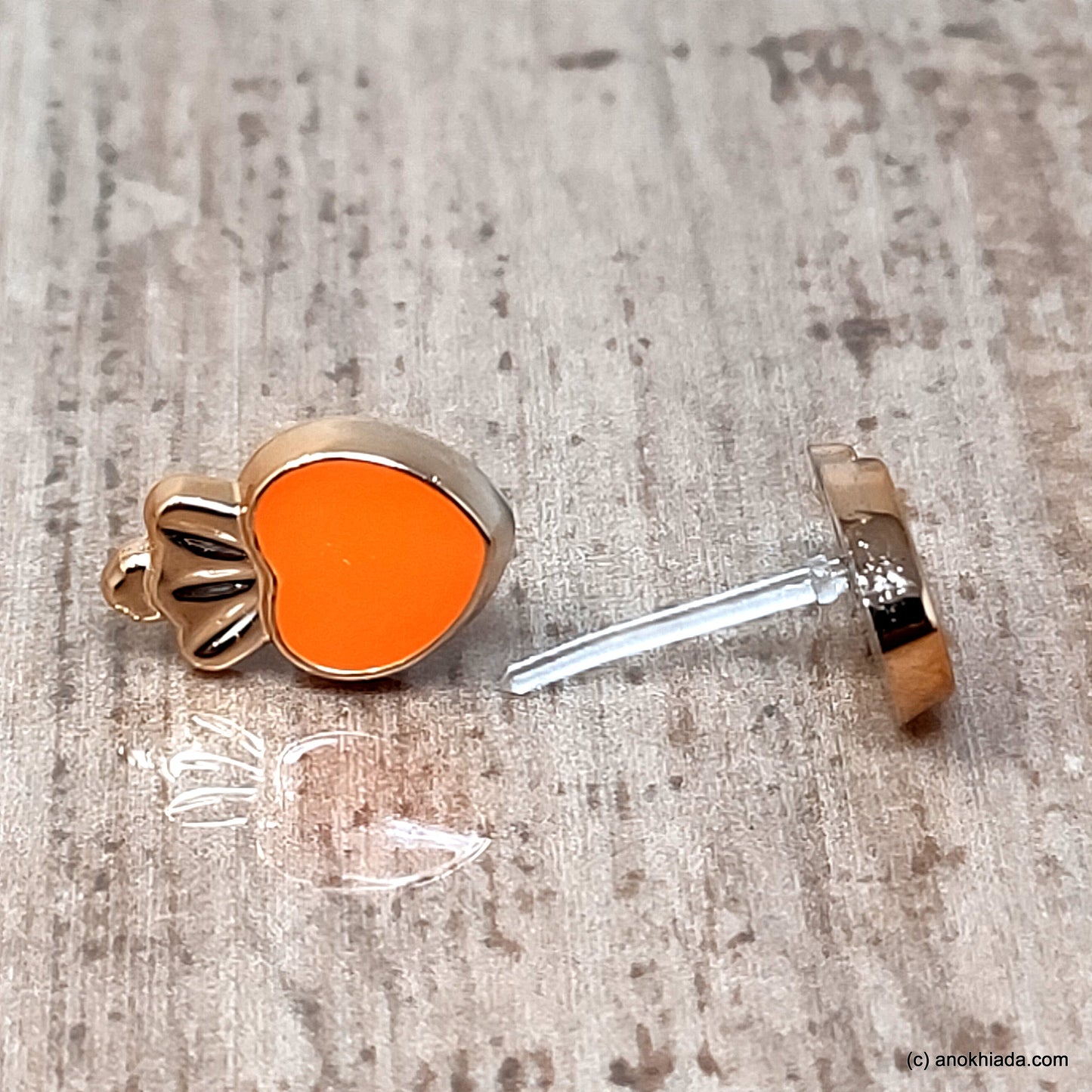 Anokhi Ada Orange Small Squid Plastic Stud Earrings for Girls (AR-22u)