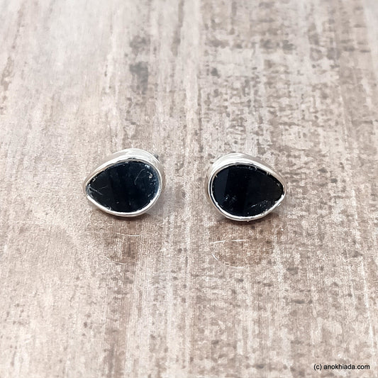 Anokhi Ada Small Pear Drop Plastic Stud Earrings for Girls ( Black, AR-26d )