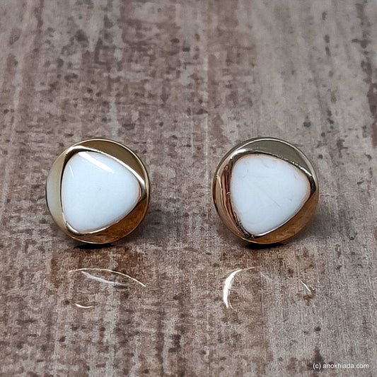 Anokhi Ada Small Round Plastic Stud Earrings for Girls ( White, AR-26i )