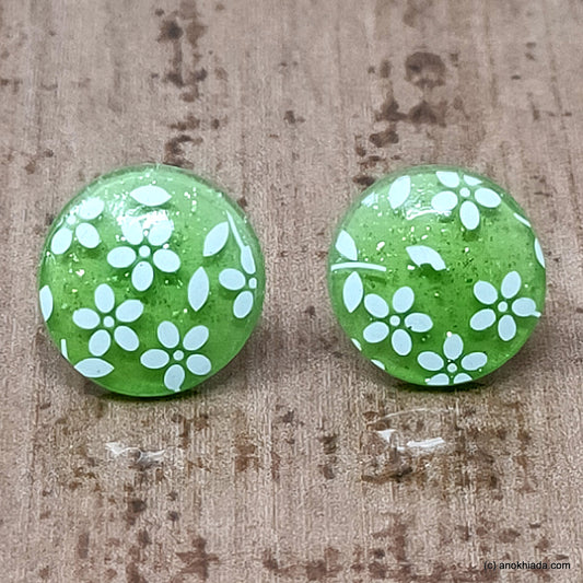 Anokhi Ada Small Round Plastic Stud Earrings for Girls ( Green, AR-27a )