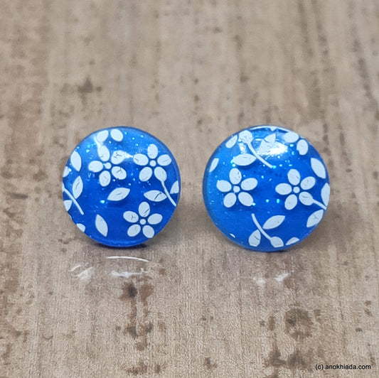 Anokhi Ada Small Round Plastic Stud Earrings for Girls ( Blue, AR-27c )