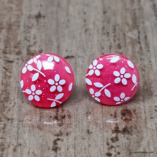 Anokhi Ada Small Round Plastic Stud Earrings for Girls ( Pink, AR-27d )