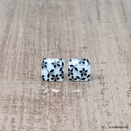 Anokhi Ada Small Square Plastic Stud Earrings for Girls ( White, AR-28c )