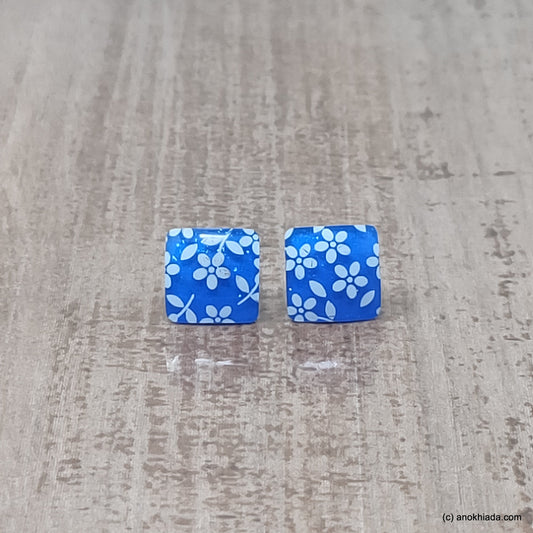 Anokhi Ada Small Square Plastic Stud Earrings for Girls ( Blue, AR-28d )