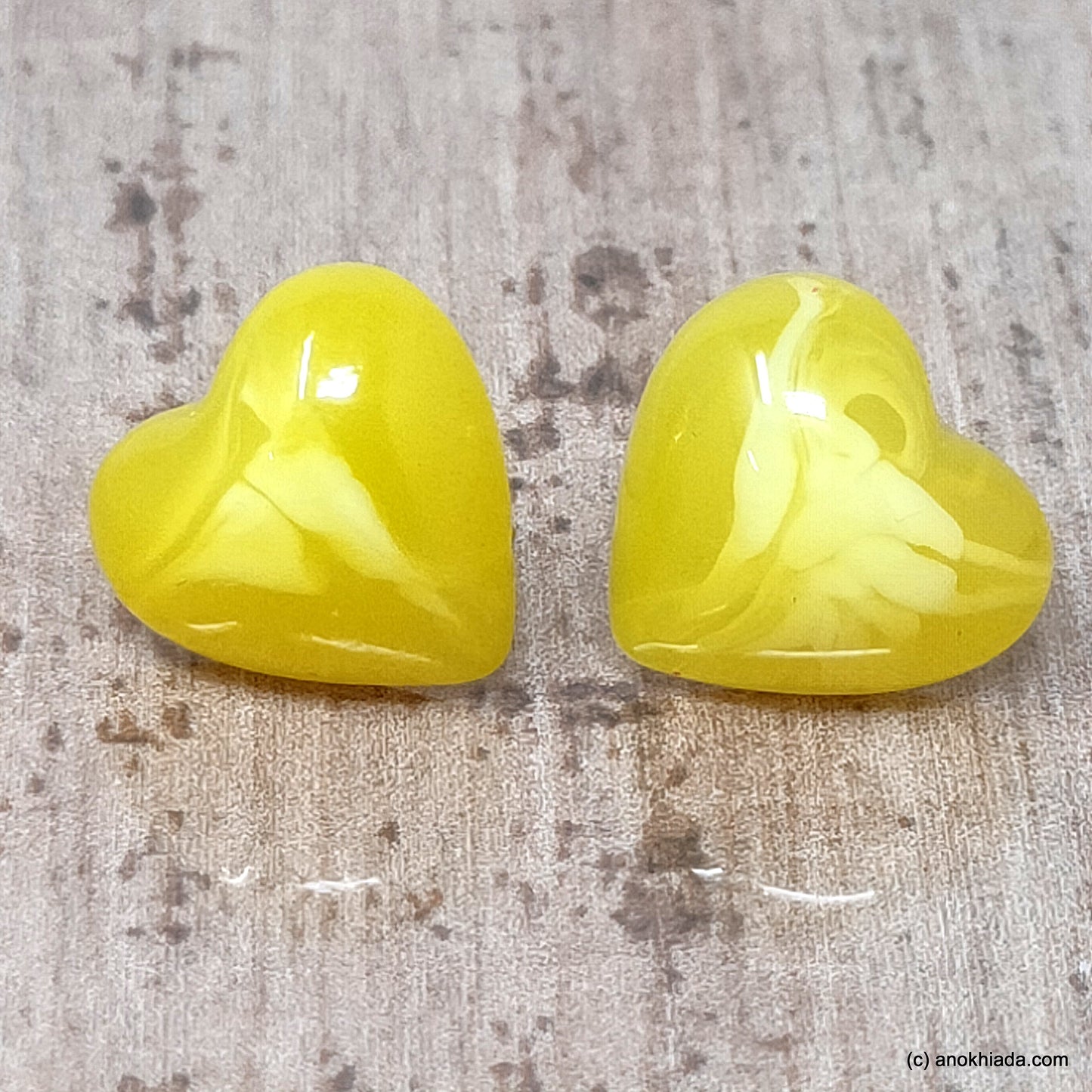 Anokhi Ada Small Heart Shaped Plastic Stud Earrings for Girls ( Yellow, AR-29b )