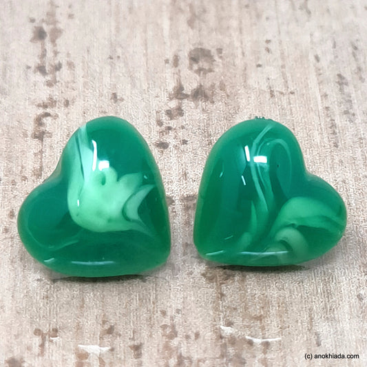 Anokhi Ada Small Heart Shaped Plastic Stud Earrings for Girls ( Green, AR-29e )