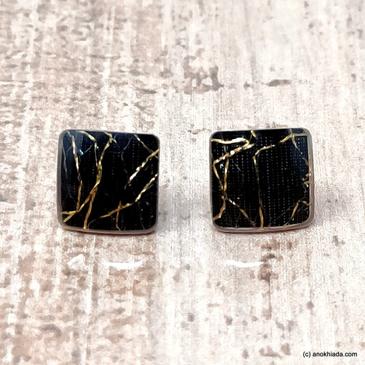 Anokhi Ada Small Square Plastic Stud Earrings for Girls ( Black, AR-30a )