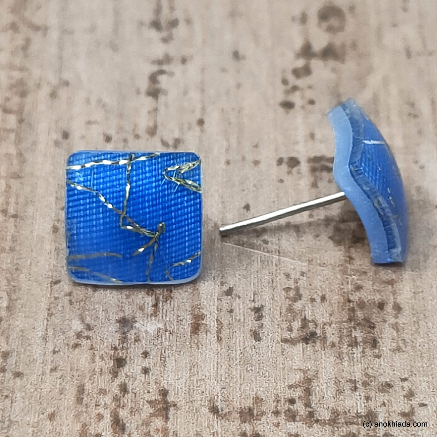 Anokhi Ada Small Square Plastic Stud Earrings for Girls ( Blue, AR-30b )