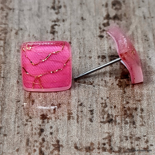 Anokhi Ada Small Square Plastic Stud Earrings for Girls ( Pink, AR-30f )