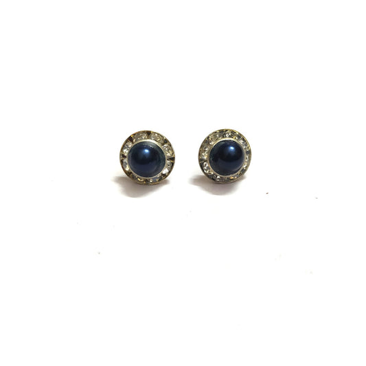 Anokhi Ada Fancy Small Round Stud Earrings for Girls ( Navy Blue, AS-06B )
