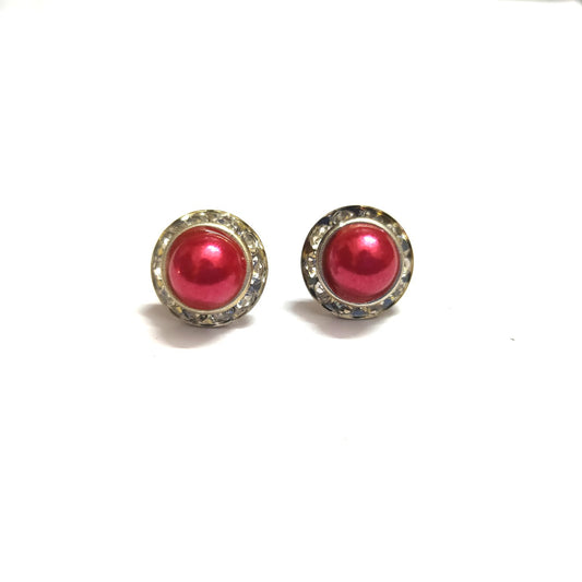 Anokhi Ada Fancy Small Round Stud Earrings for Girls ( Red, AS-06E )