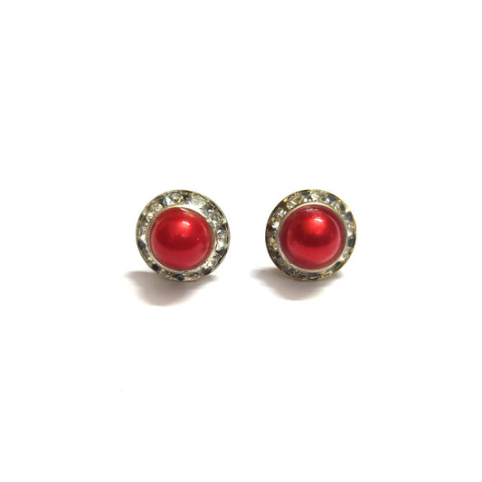 Anokhi Ada Fancy Small Round Stud Earrings for Girls ( Red, AS-06K )