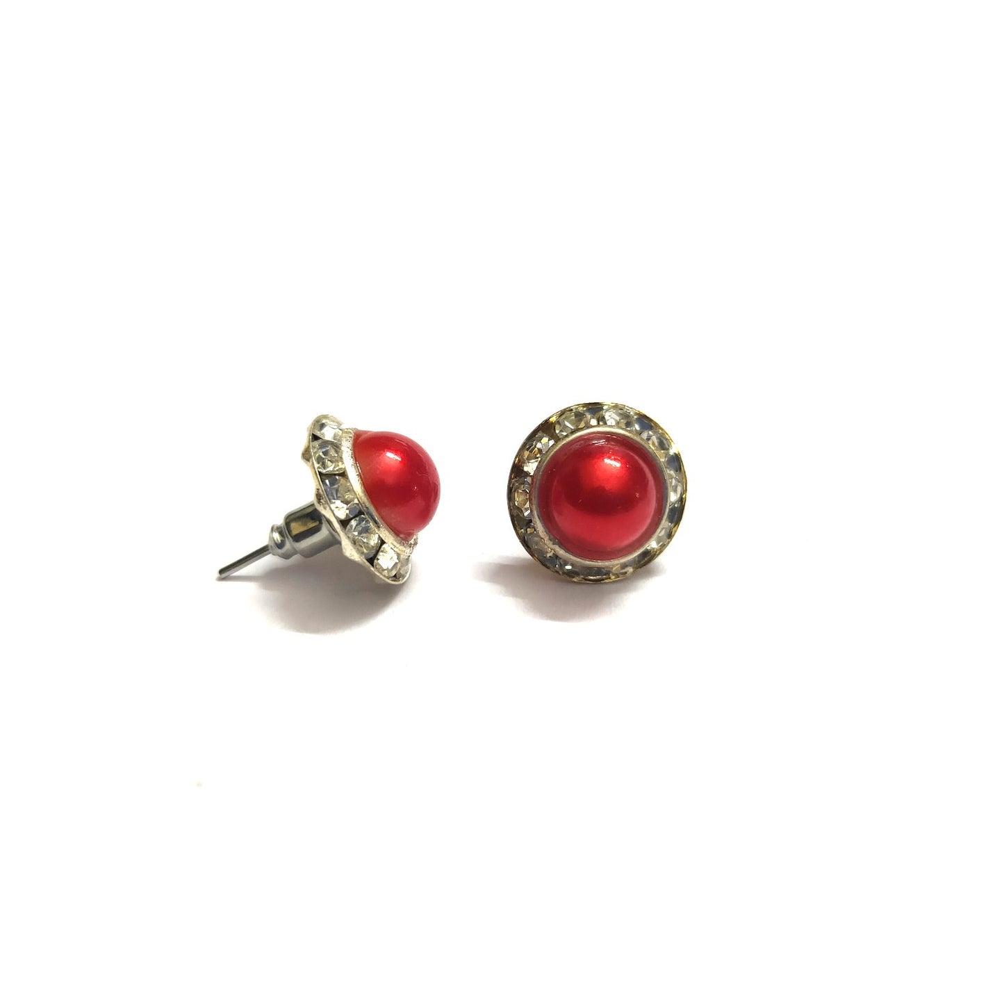 Anokhi Ada Fancy Small Round Stud Earrings for Girls ( Red, AS-06K )