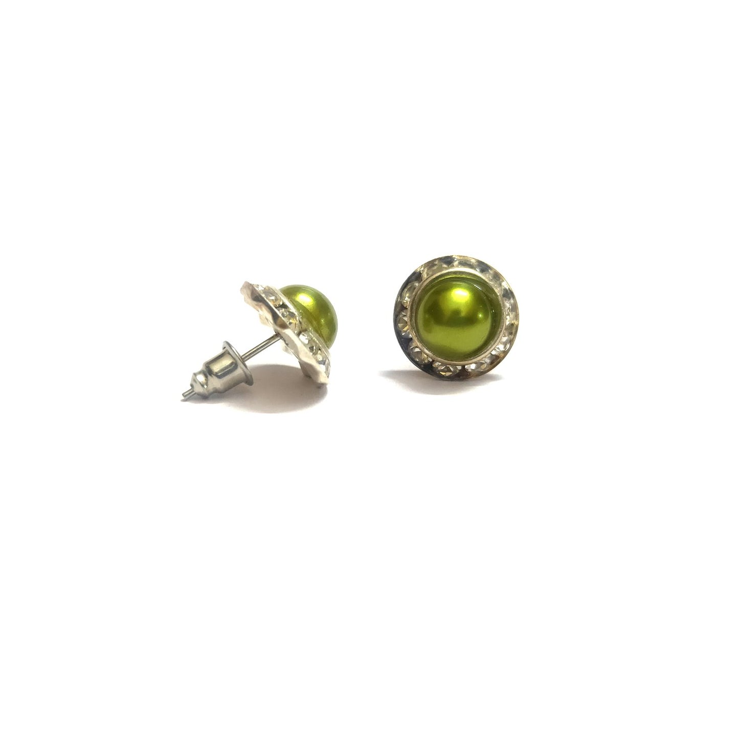 Anokhi Ada Fancy Small Round Stud Earrings for Girls ( Green, AS-06O )