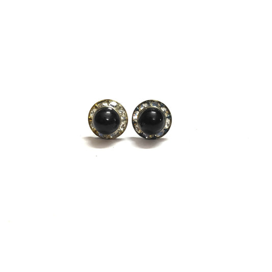 Anokhi Ada Fancy Small Round Stud Earrings for Girls ( Black, AS-06U )