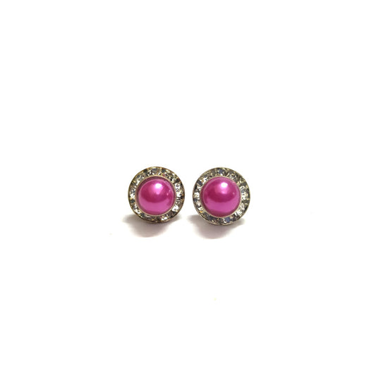 Anokhi Ada Fancy Small Round Stud Earrings for Girls (Dark Pink, AS-06i )