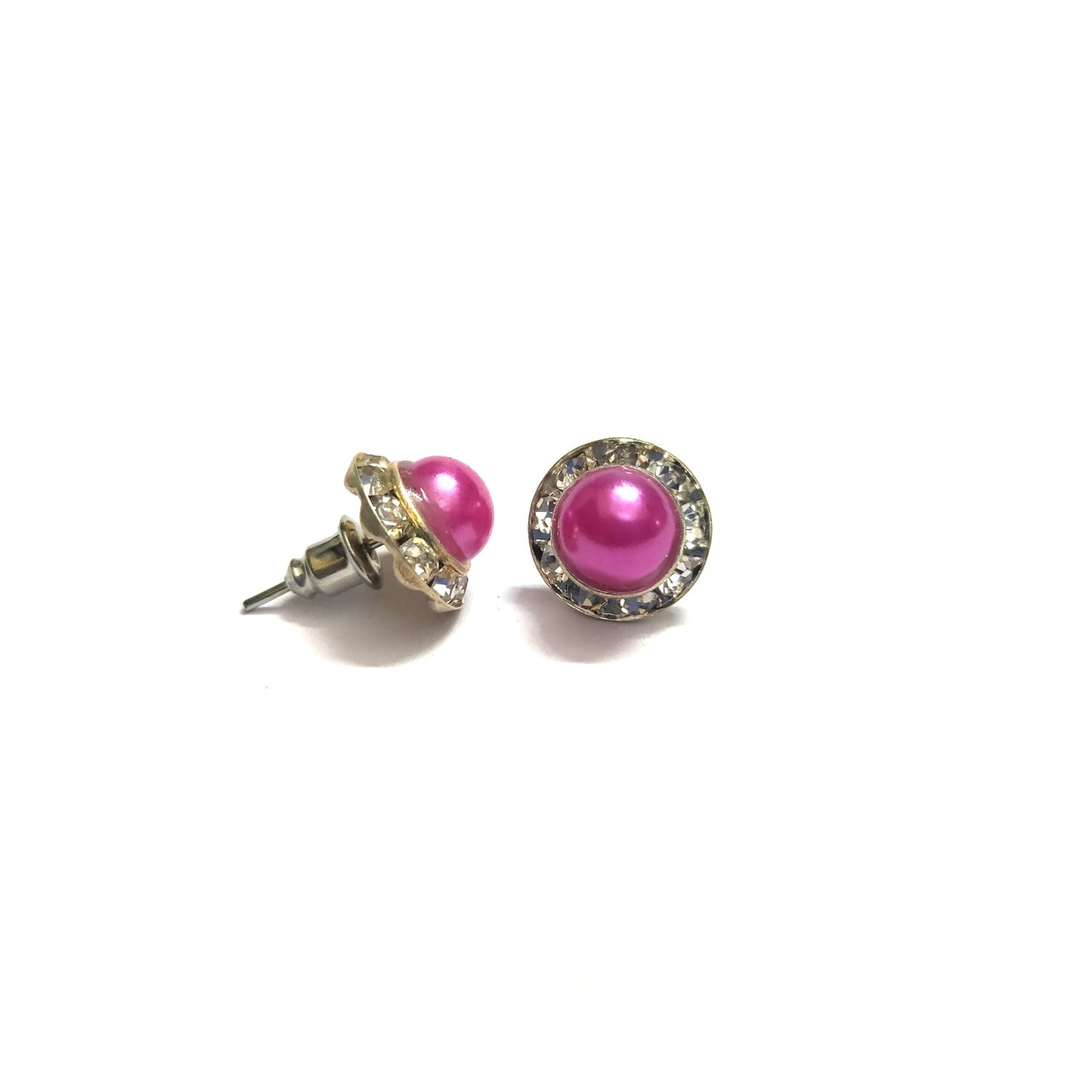 Anokhi Ada Fancy Small Round Stud Earrings for Girls (Dark Pink, AS-06i )