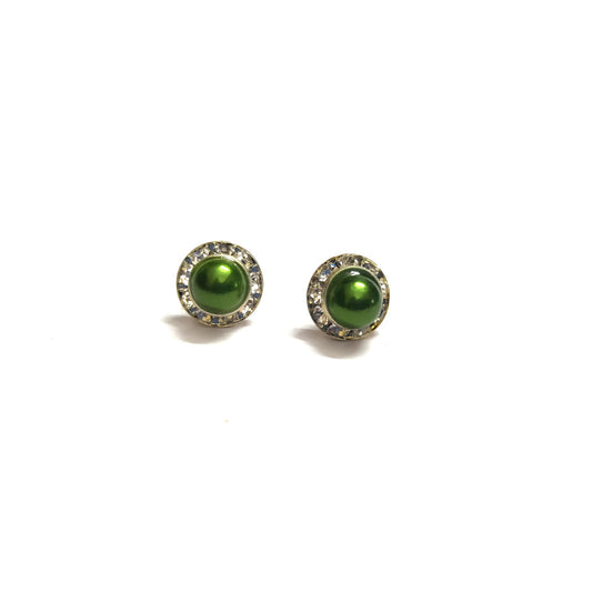 Anokhi Ada Fancy Small Round Stud Earrings for Girls (Green, AS-06j )