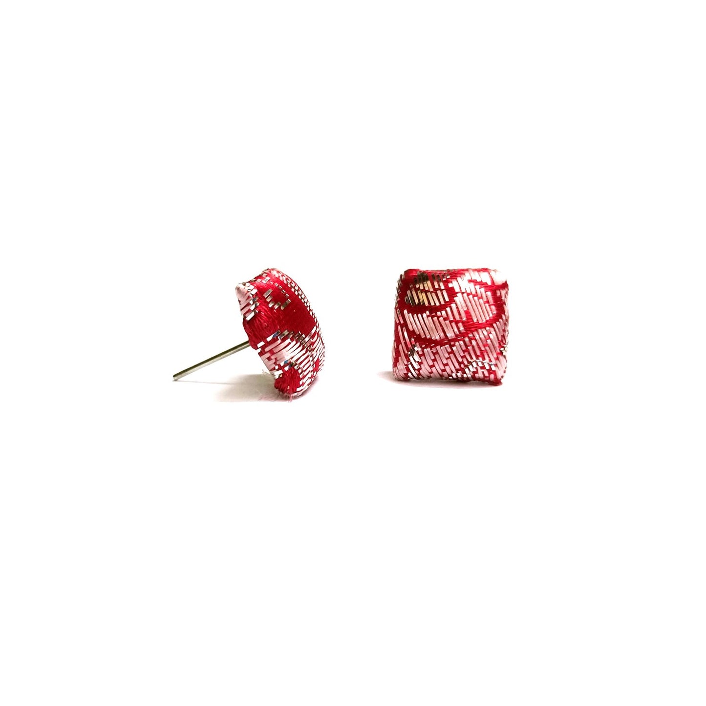 Anokhi Ada Fancy Small Square Shaped Stud Earrings for Girls ( Red, AS-09C )
