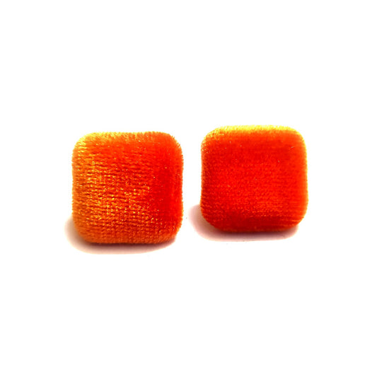 Anokhi Ada Fancy Velvet Square Shaped Stud Earrings for Girls ( Orange, AS-10B )