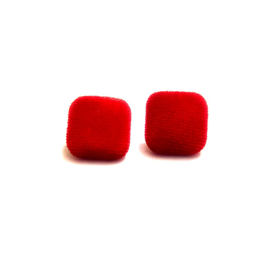 Anokhi Ada Fancy Velvet Square Shaped Stud Earrings for Girls ( Red, AS-10D )
