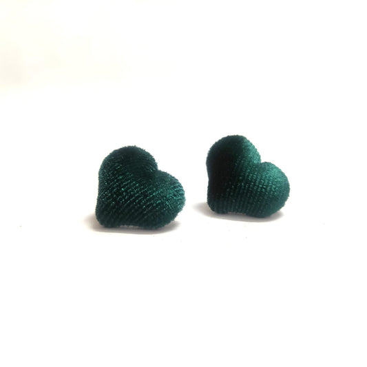 Anokhi Ada Fancy Velvet Heart Shaped Stud Earrings for Girls ( Green, AS-11A )