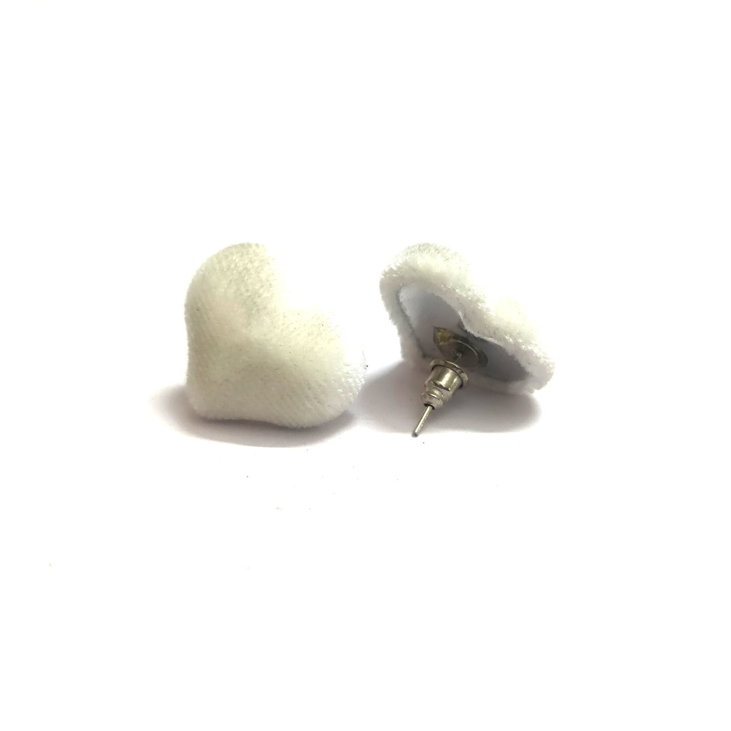 Anokhi Ada Fancy Velvet Heart Shaped Stud Earrings for Girls ( White, AS-11B )