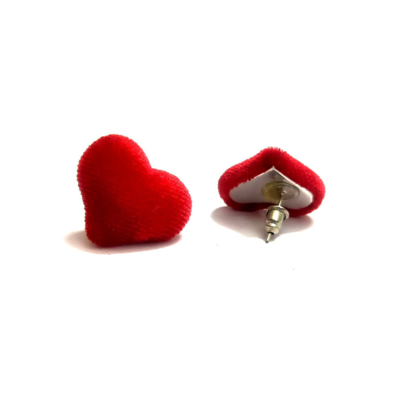 Anokhi Ada Fancy Velvet Heart Shaped Stud Earrings for Girls ( Red, AS-11C )