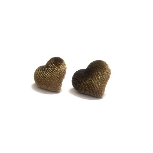Anokhi Ada Fancy Velvet Heart Shaped Stud Earrings for Girls ( Brown, AS-11D )