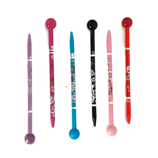 Anokhi Ada Plastic Printed Juda Stick for Girls and Women (Multi-Colour, Set of 6 Juda Sticks) BB-01