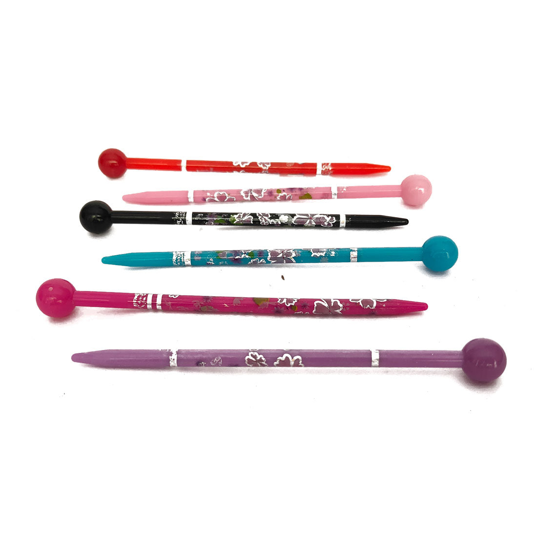 Anokhi Ada Plastic Printed Juda Stick for Girls and Women (Multi-Colour, Set of 6 Juda Sticks) BB-01