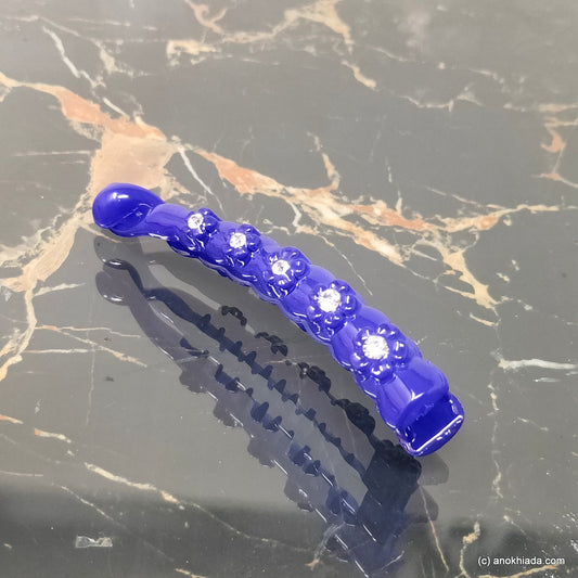Anokhi Ada Violet Rhinestone Studded Floral Banana Hair Clips (BC-001d)