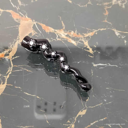 Anokhi Ada Black Rhinestone Studded Floral Banana Hair Clips (BC-002a)