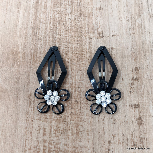 Anokhi Ada Floral Stone studded Tic Tac Hair Clip for Girls and Women - (BF-01)