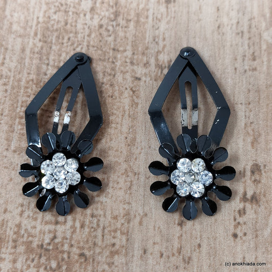 Anokhi Ada Floral Stone studded Tic Tac Hair Clip for Girls and Women - (BF-04)