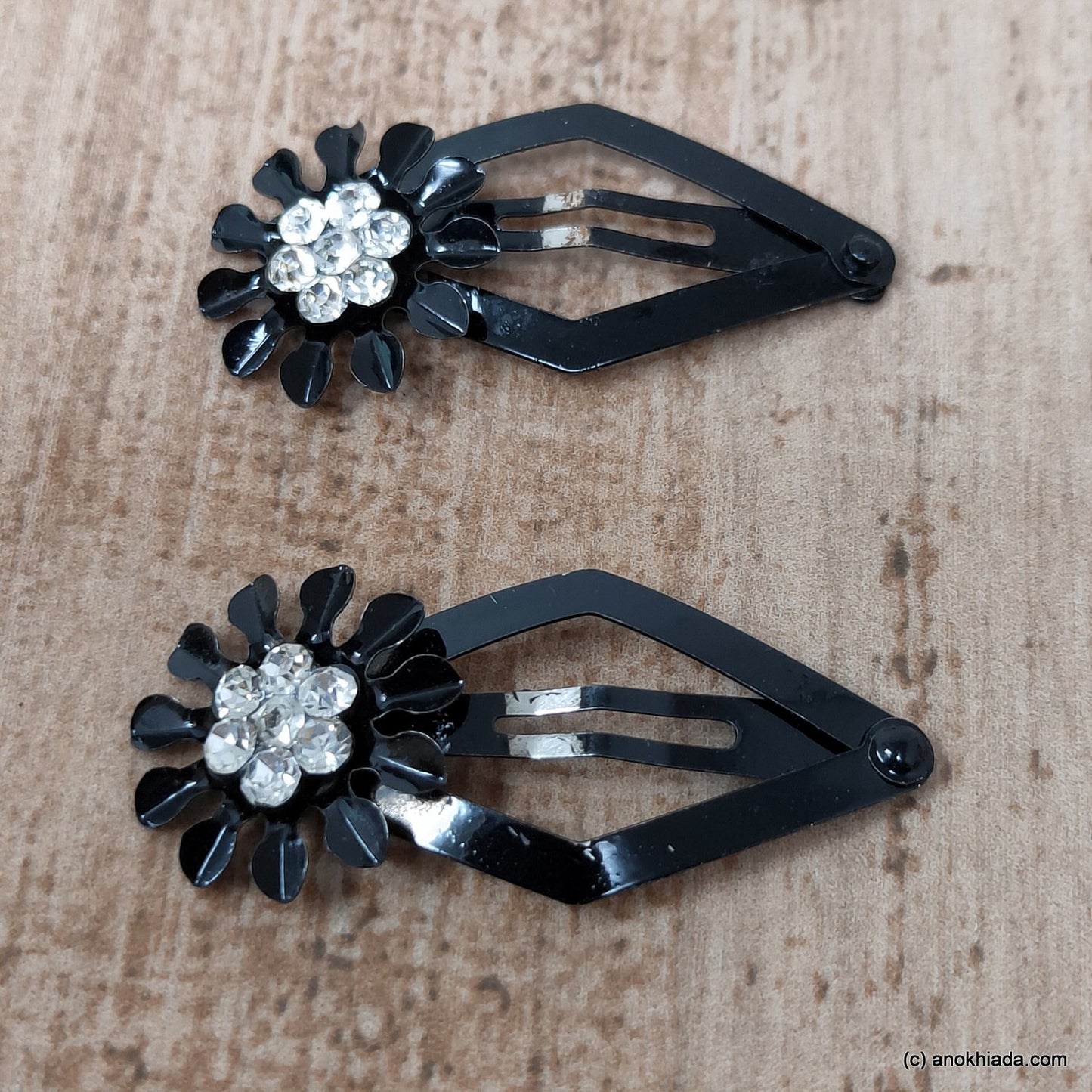 Anokhi Ada Floral Stone studded Tic Tac Hair Clip for Girls and Women - (BF-04)