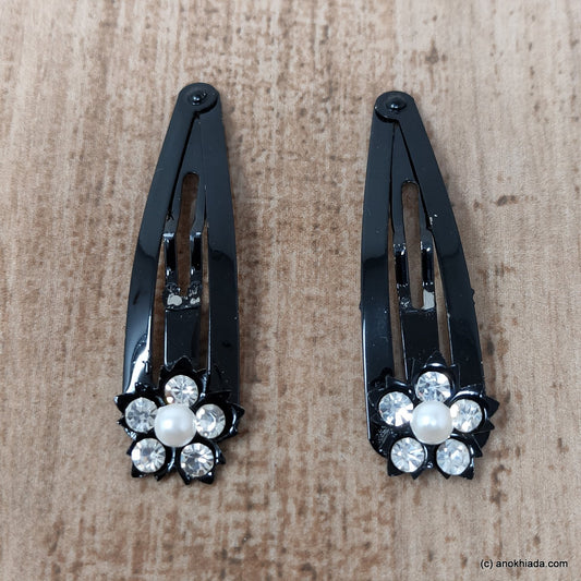 Anokhi Ada Floral Stone studded Tic Tac Hair Clip for Girls and Women - (BF-06)