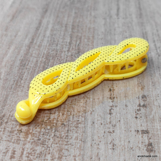 Dot Print Small Yellow Banana Hair Clip for Girls & Woman (98-11B Banana Hair Clips)