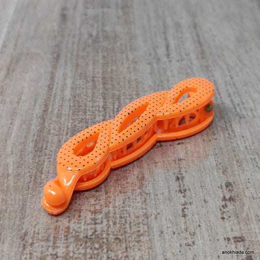 Dot Print Small Orange Banana Hair Clip for Girls & Woman (98-11F Banana Hair Clips)
