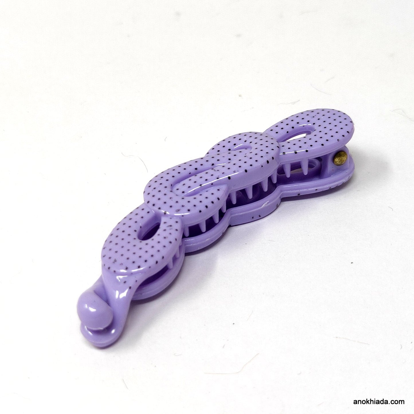Dot Print Infinity Design Small Purple Banana Hair Clip for Girls & Woman (98-12E Banana Hair Clips)