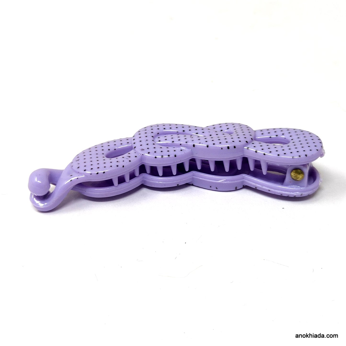 Dot Print Infinity Design Small Purple Banana Hair Clip for Girls & Woman (98-12E Banana Hair Clips)