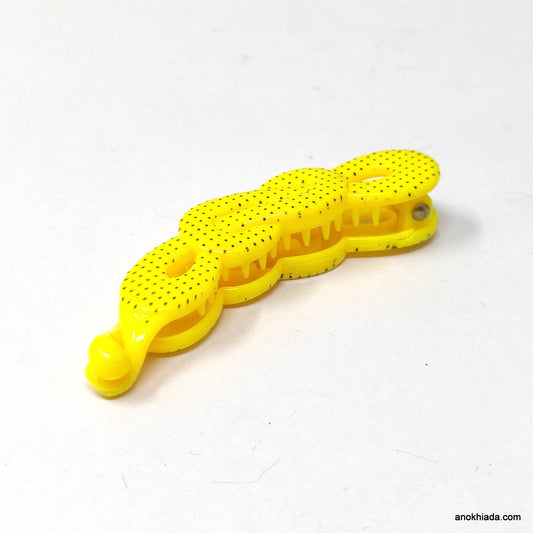 Dot Print Infinity Design Small Yellow Banana Hair Clip for Girls & Woman (98-12F Banana Hair Clips)