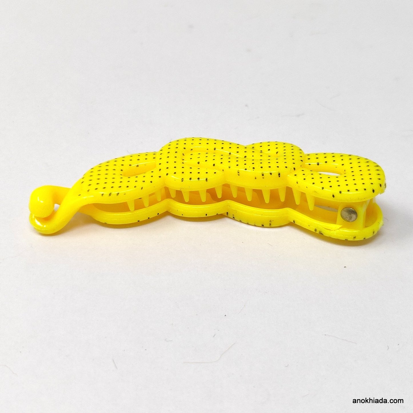 Dot Print Infinity Design Small Yellow Banana Hair Clip for Girls & Woman (98-12F Banana Hair Clips)