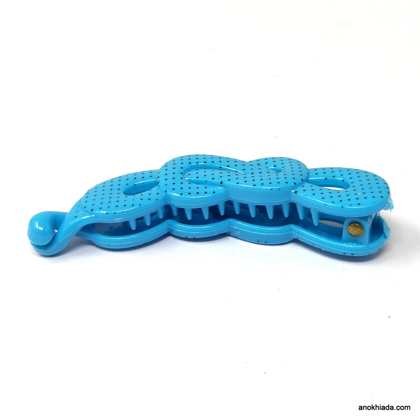 Dot Print Infinity Design Small Blue Banana Hair Clip for Girls & Woman (98-12K Banana Hair Clips)