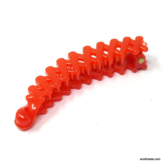 Translucent Zig-Zag Design Small Red Banana Hair Clip for Girls & Woman (98-13A Banana Hair Clips)