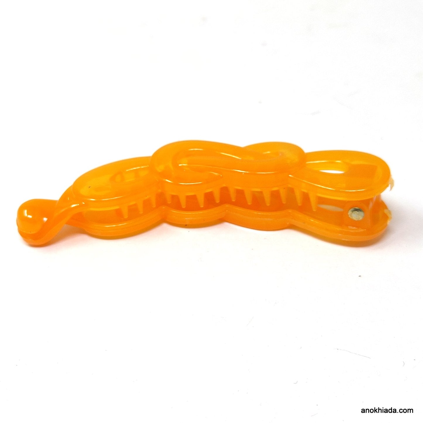 Translucent Infinity Design Small Orange Banana Hair Clip for Girls & Woman (98-14A Banana Hair Clips)