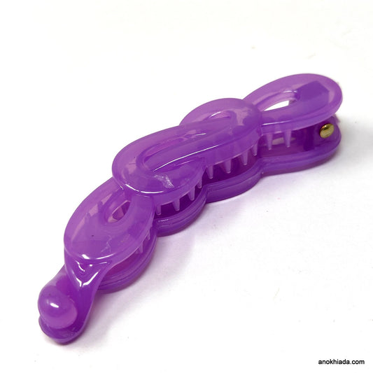 Translucent Infinity Design Small Purple Banana Hair Clip for Girls & Woman (98-14B Banana Hair Clips)